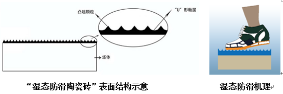 z6com尊龙凯时地砖“湿态防滑陶瓷砖”机理结构图